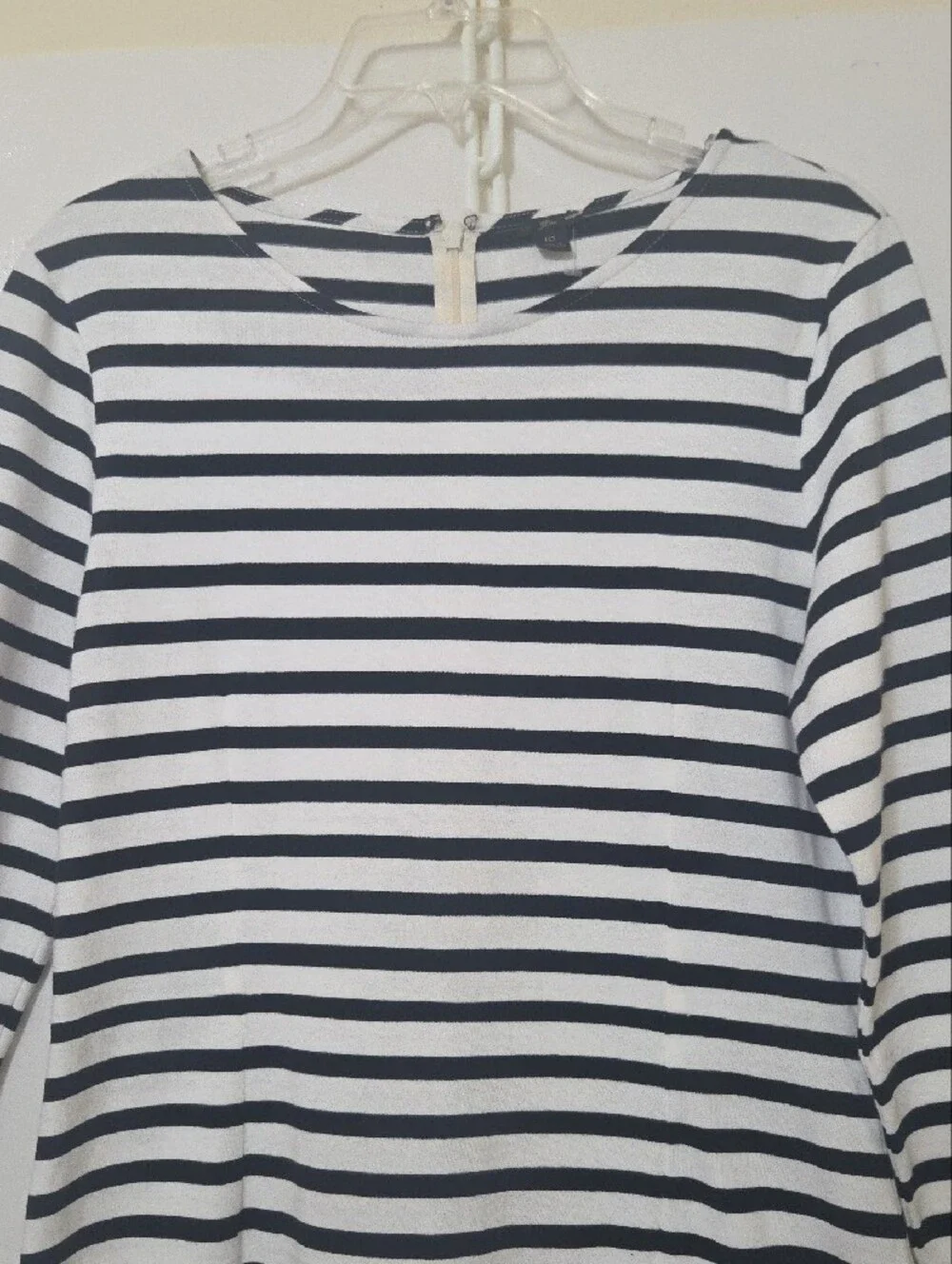 J. Crew Black & White Striped Long Sleeve Sheath 100% Cotton Dress - Size 10